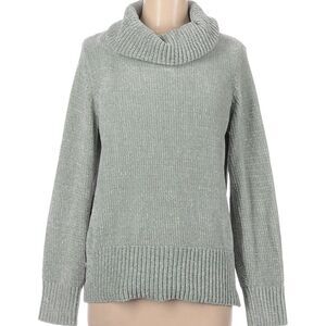 LOFT Moss Green Chenille Mock Neck Sweater Sz M EUC